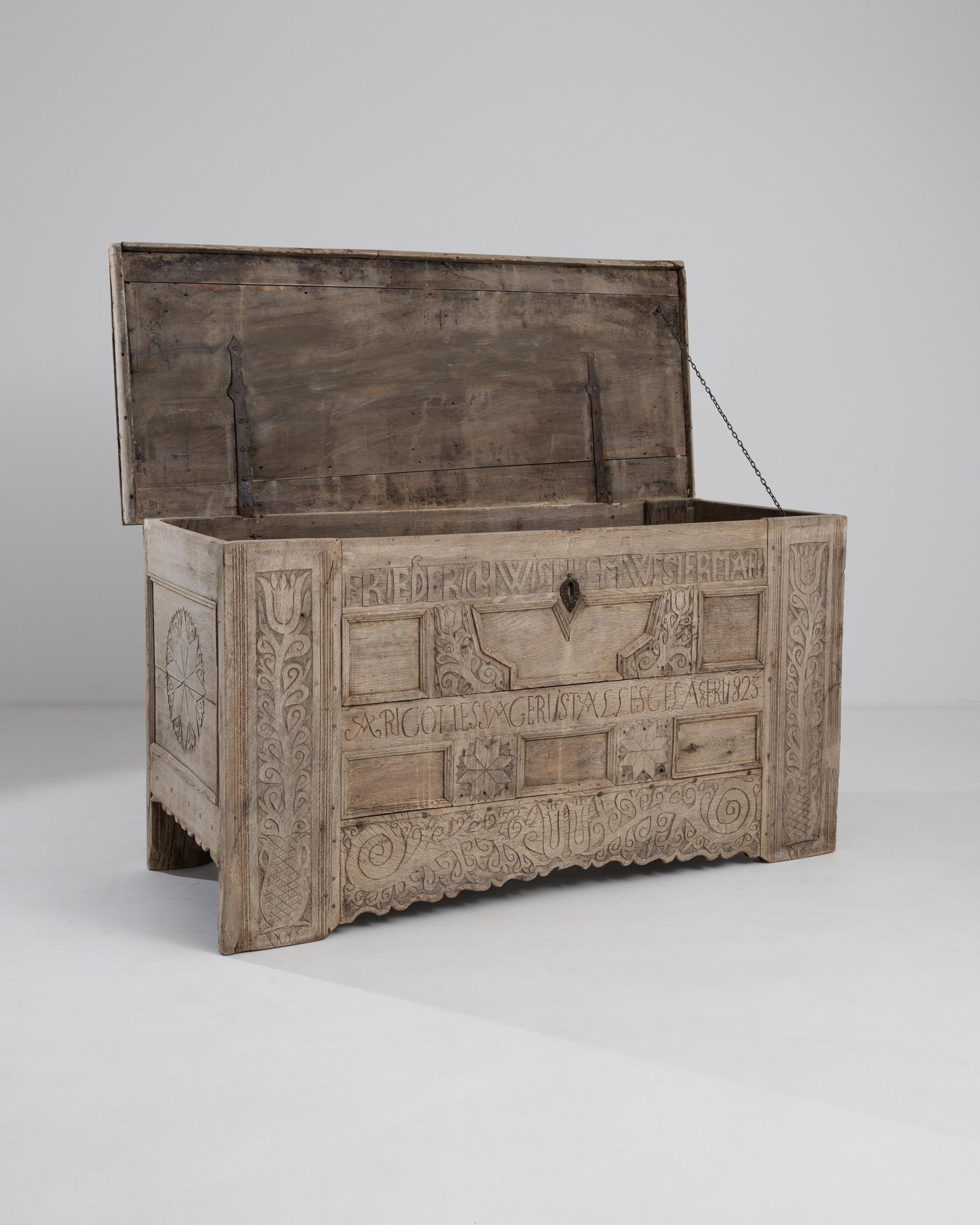 Bleached 19th Century German Wooden Trunk