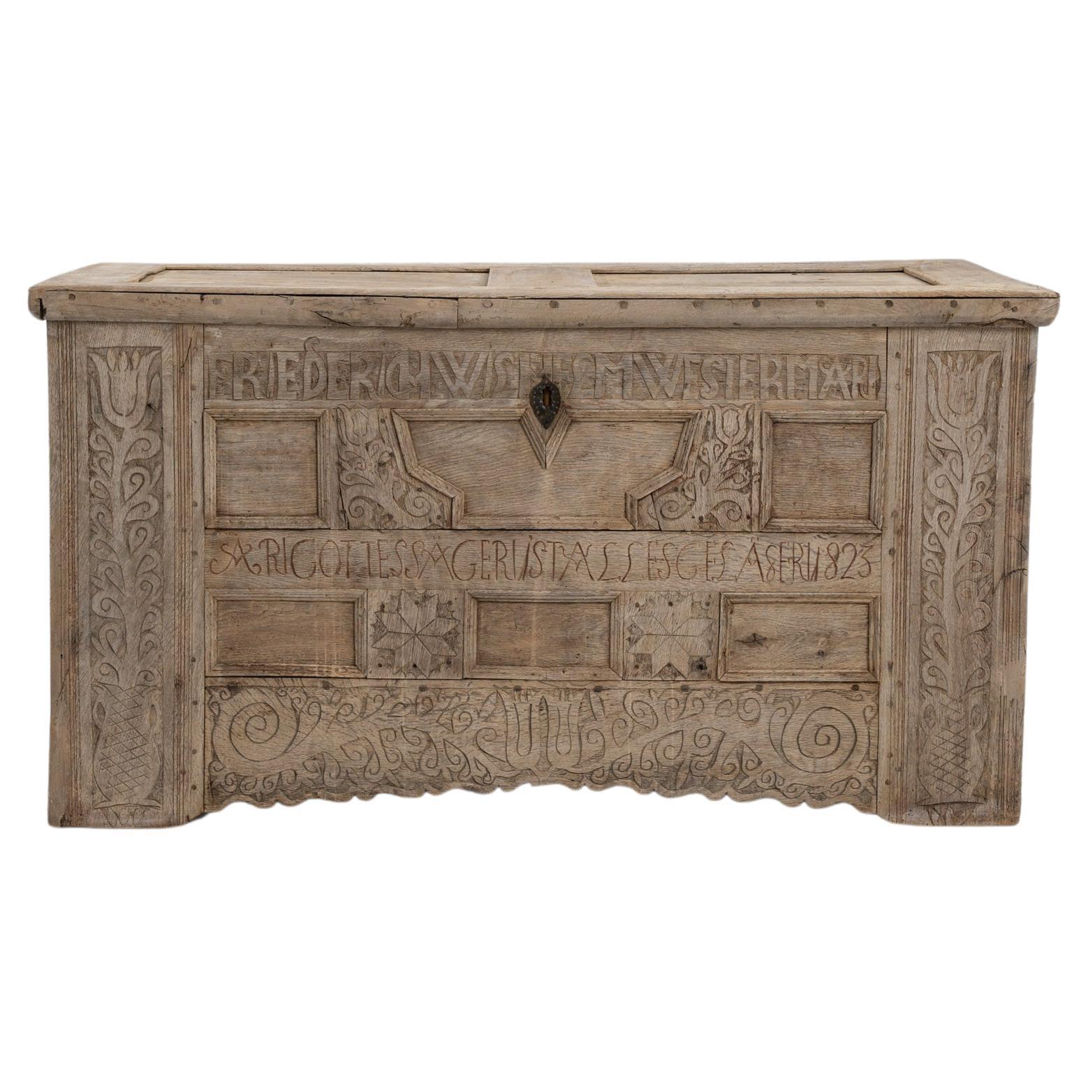 19th Century German Wooden Trunk