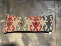 19th Century Ghashghai Kilim Pillow – 18" x 11" Handwoven Tribal Wool Lumbar Tex