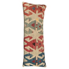 19th Century Ghashghai Kilim Pillow – 18" x 11" Handwoven Tribal Wool Lumbar Tex