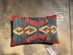 19th Century Ghashghai Kilim Pillow – 23" x 13" Handwoven Vintage Wool Lumbar Ac