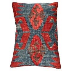 19th Century Ghashghai Kilim Pillow – 24" x 18" Handwoven Tribal Wool Textile