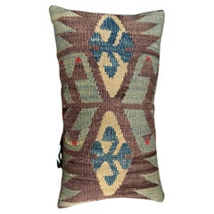 19th Century Ghashghai Kilim Pillow – Handwoven Tribal Wool Lumbar, 19" x 13"