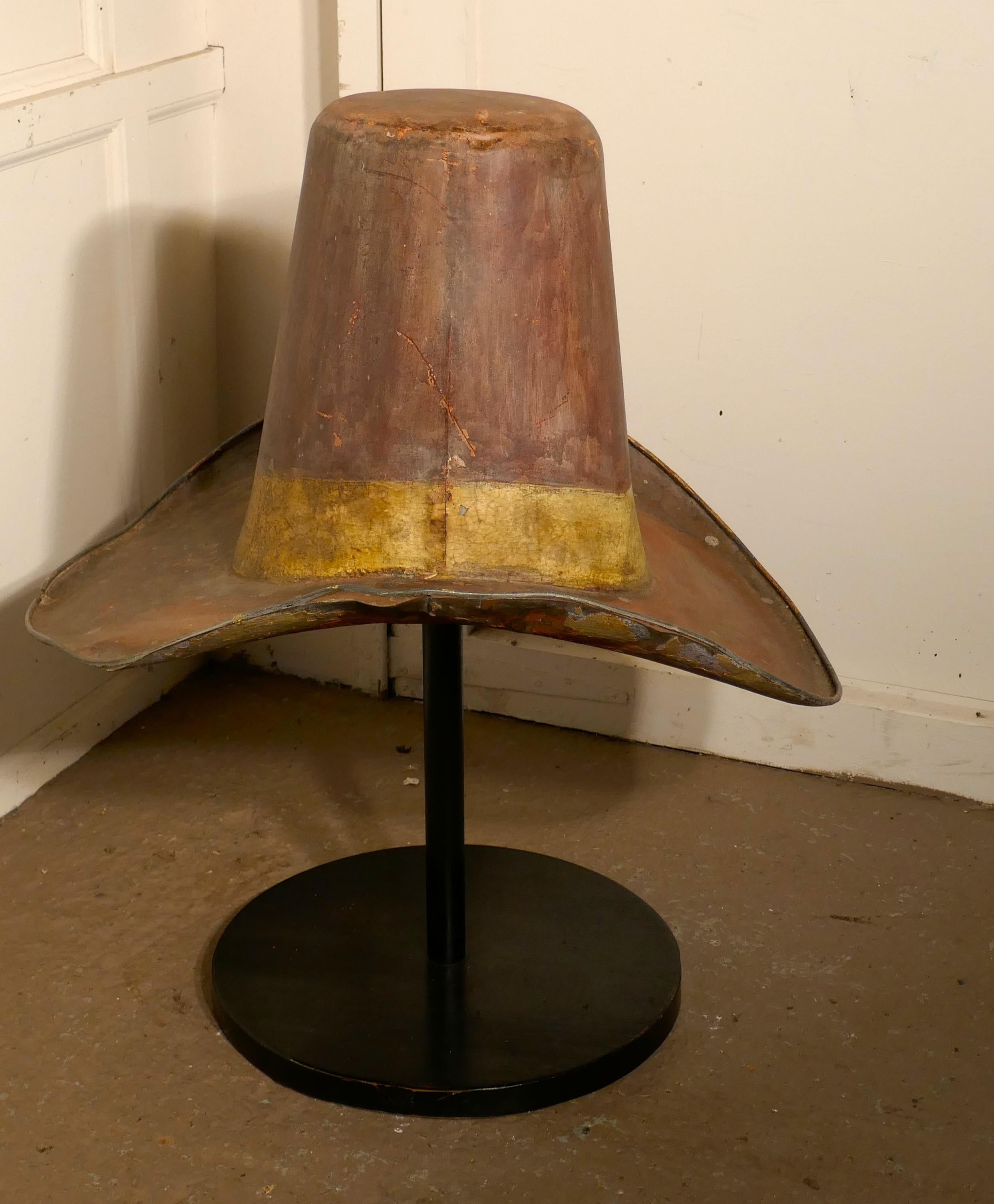 Mid-19th Century 19th Century Giant American 10 Gallon Hat Original Shop Metal Trade Sign