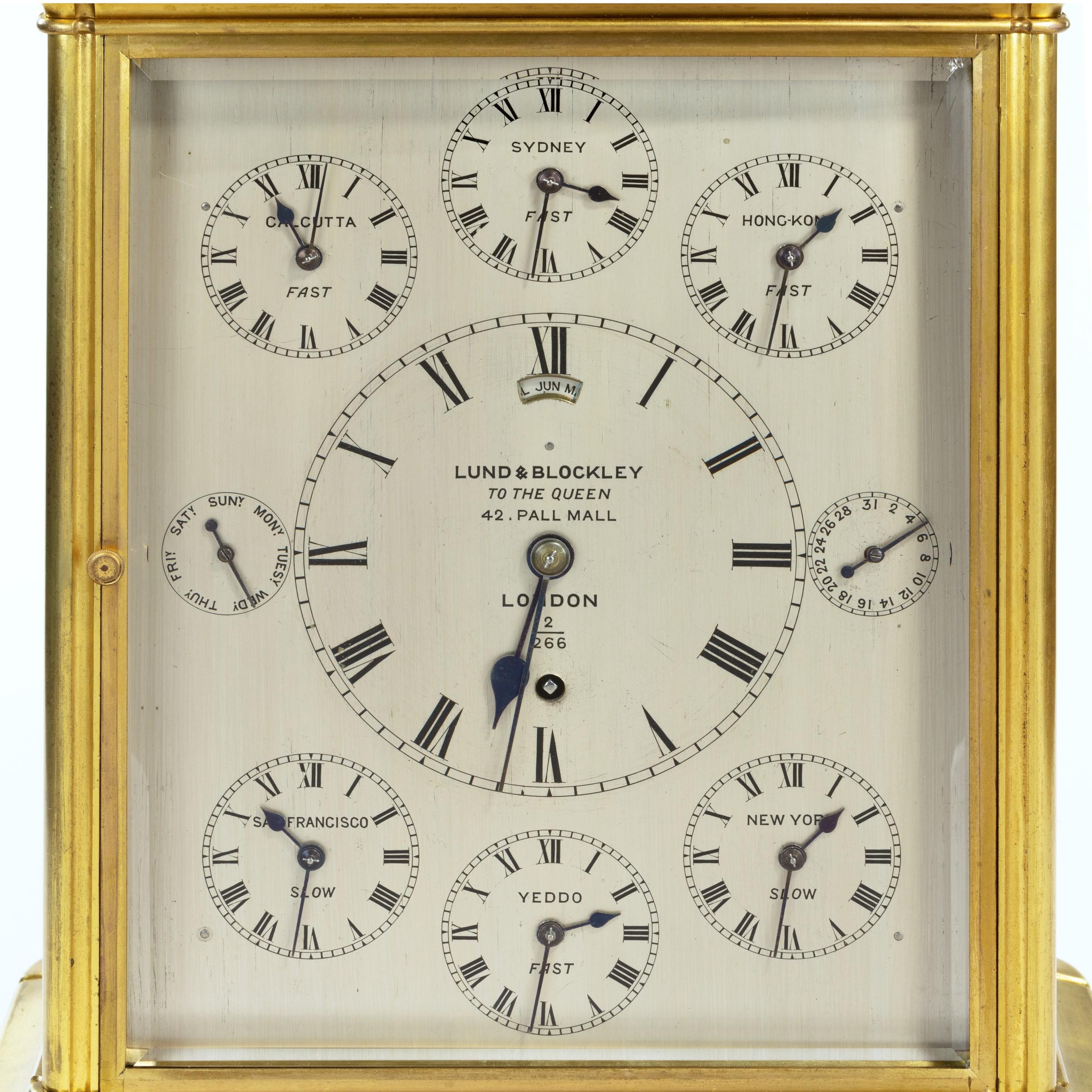 19th Century Giant English Four Glass Table Regulator Clock by Lund & Blockley In Good Condition In Lymington, Hampshire
