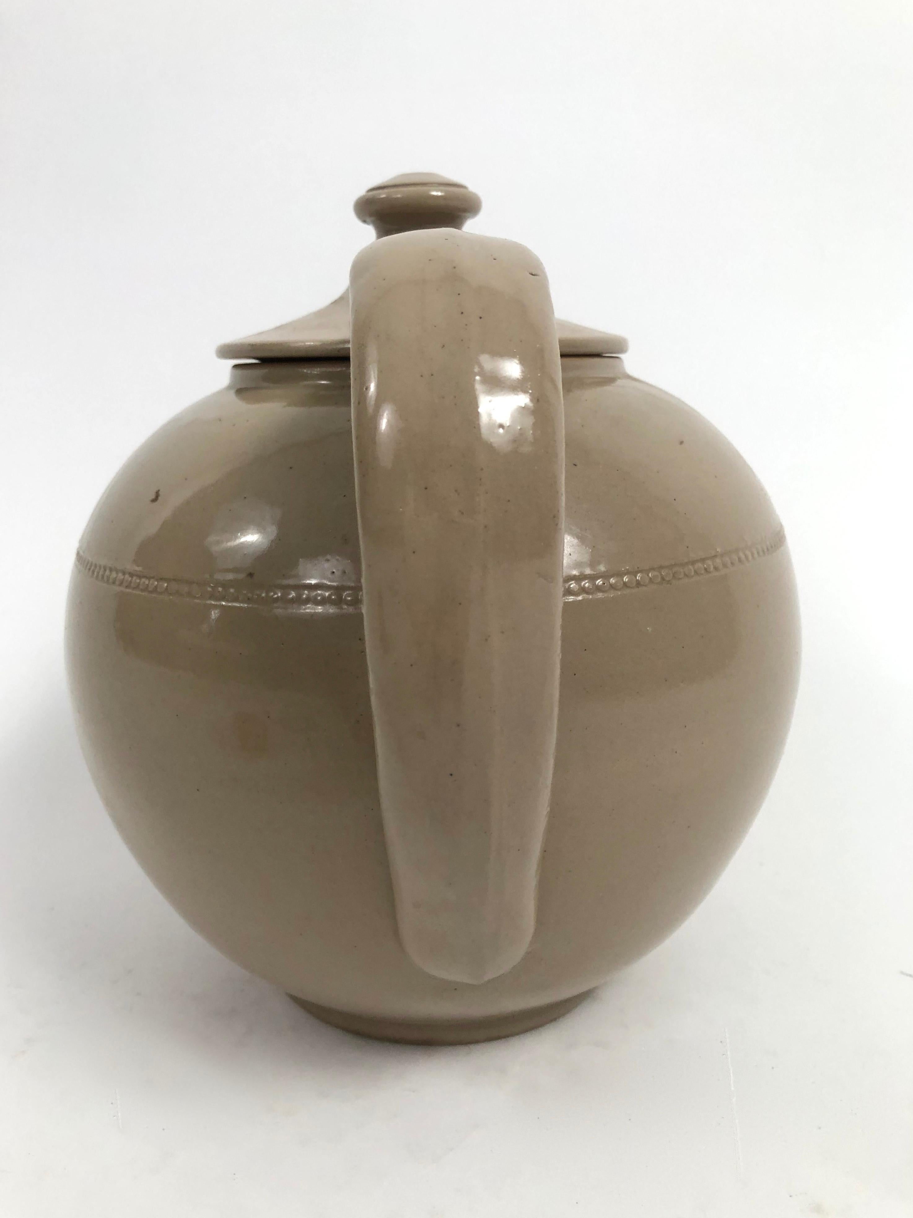 Glazed 19th Century Giant English Staffordshire Pottery Drabware Teapot