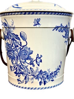 Grande vaso con coperchio in maiolica blu e bianca di Gien del XIX secolo