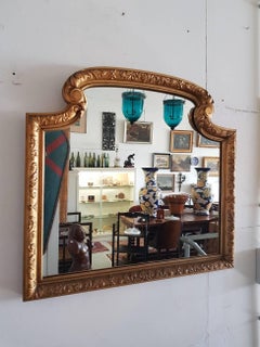 19th Century Gilded and Carved Wooden Mantel Mirror
