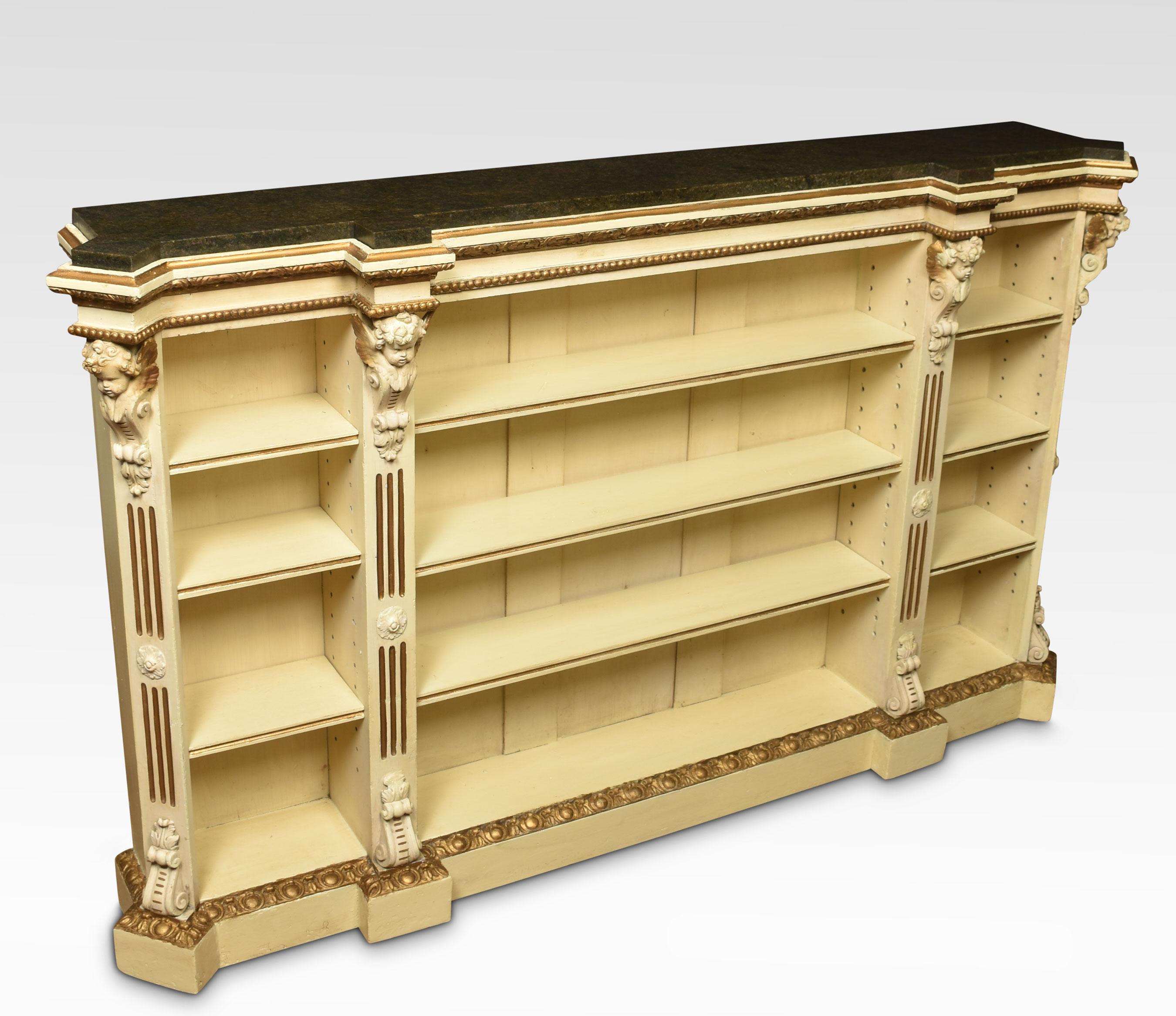 British 19th Century Gilded and Painted Open Bookcase