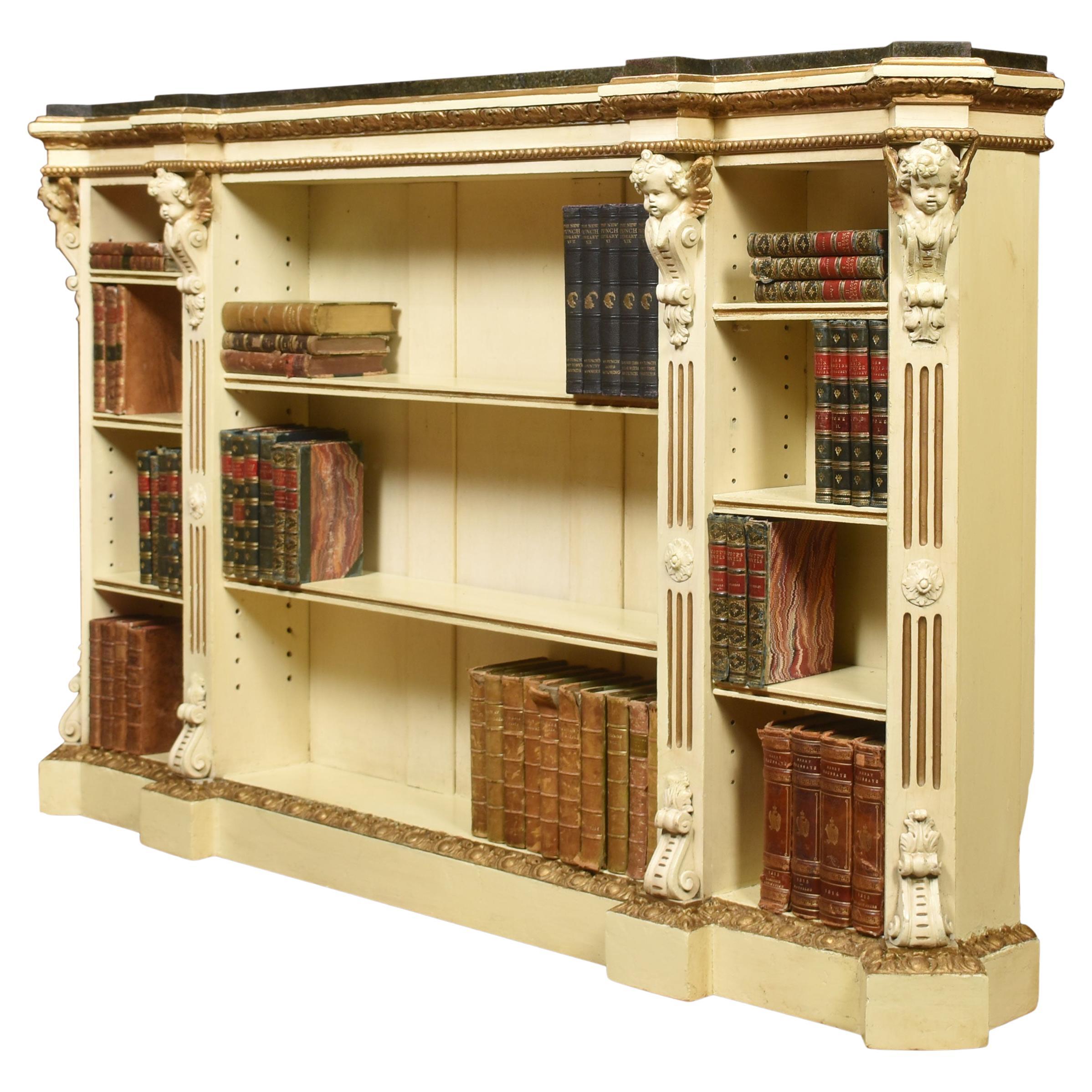19th Century Gilded and Painted Open Bookcase
