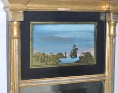19th Century Gilded and Painted Trumeau Mirror