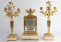 Kaminbesteck aus vergoldeter Bronze und Kristall aus dem 19. Jahrhundert, Periode Napoleon III.