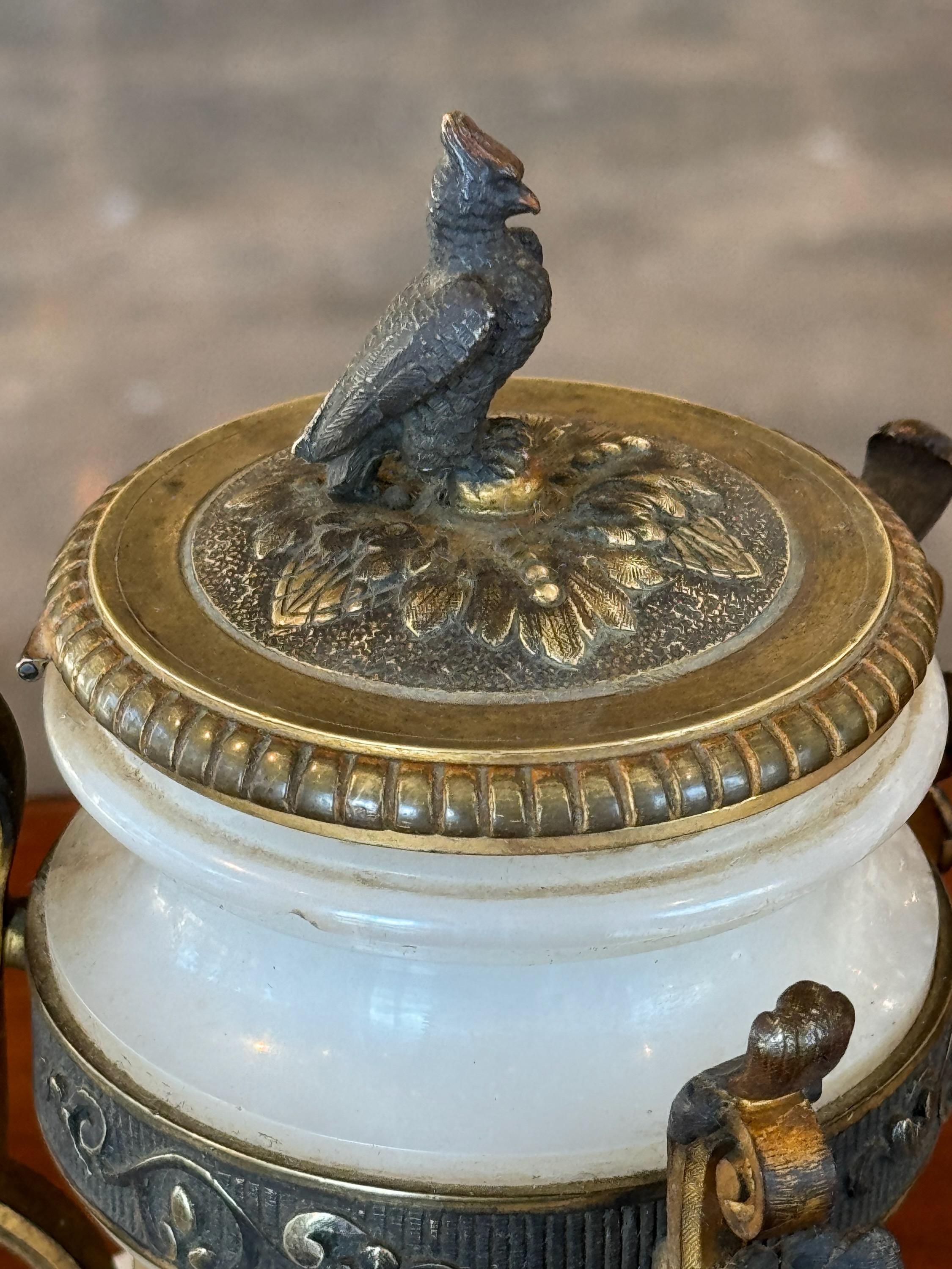 French 19th Century Gilded Bronze and Marble Inkwell For Sale