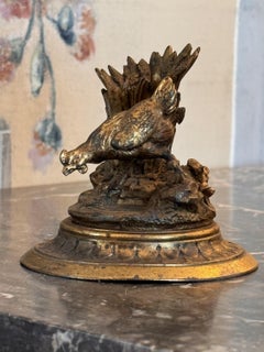 19th Century Gilded Bronze Chicken Candle Stand