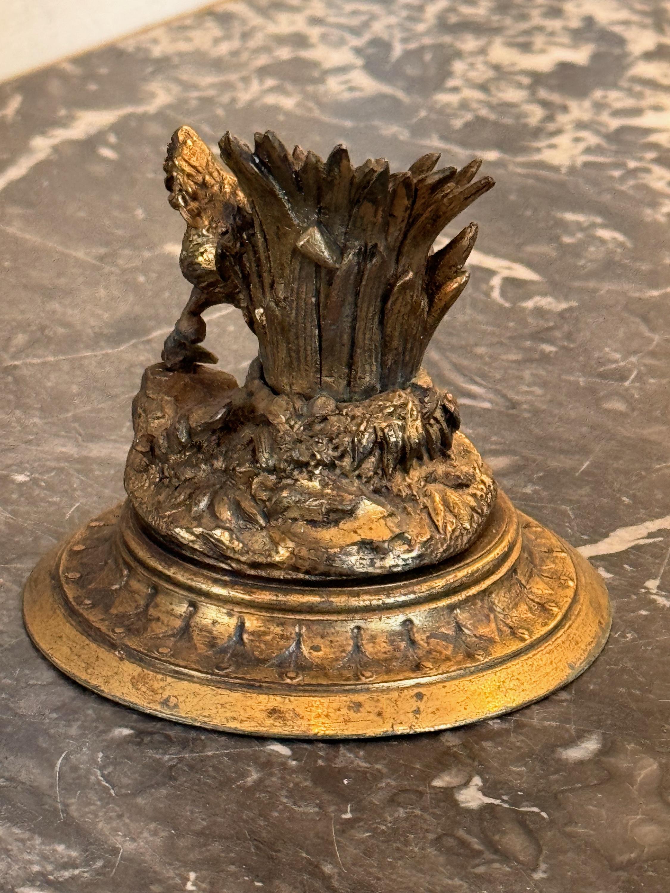 19th Century Gilded Bronze Chicken Candle Stand For Sale 3