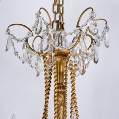 19th Century Gilded Bronze, Crystal and Gilt-wood 6 light Chandelier