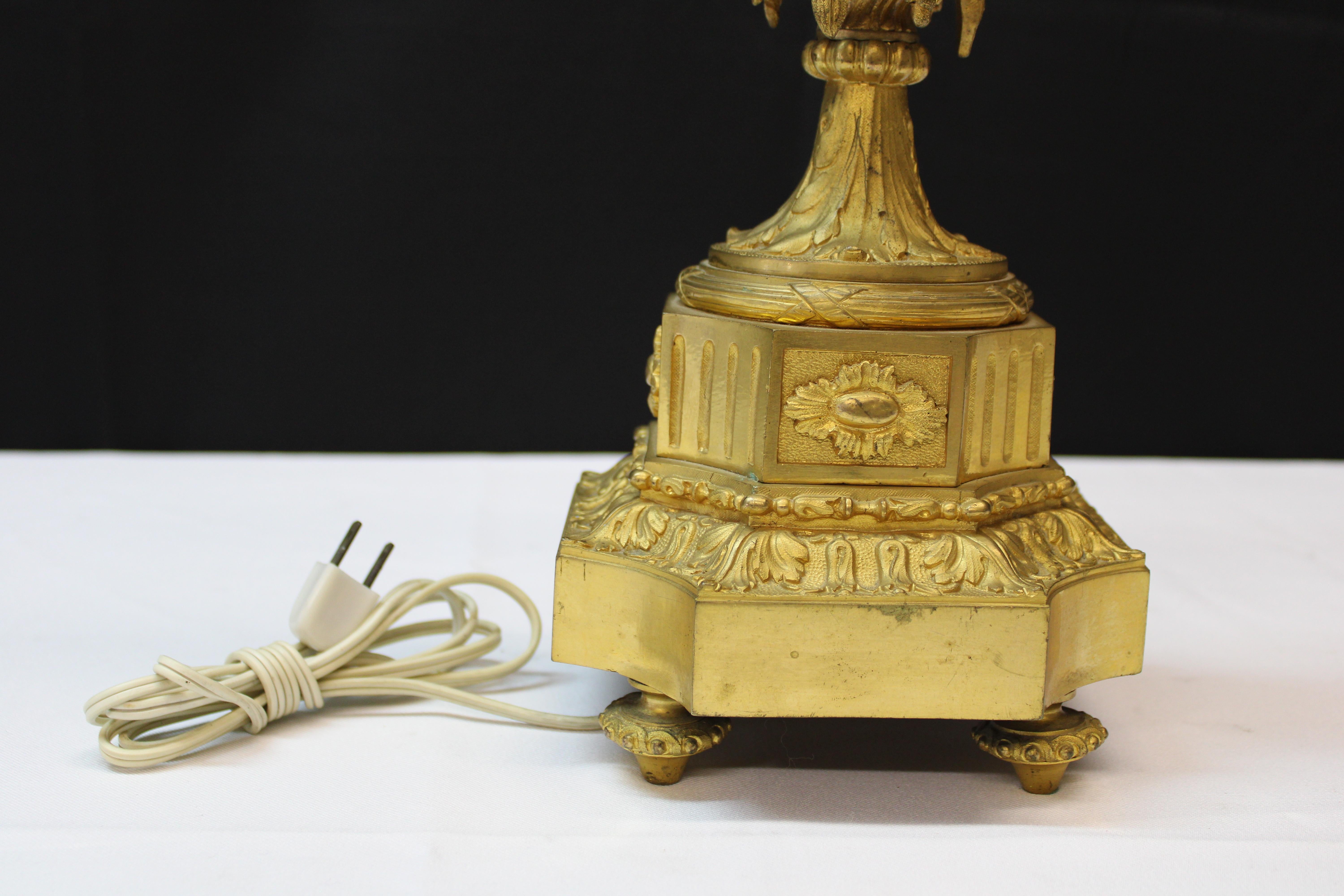 Other 19th Century Gilded Bronze Five-Light Lamp with Ram’s Head Decoration For Sale