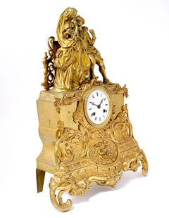 19th Century Gilded Bronze Mantle Clock with Japy Freres Movement