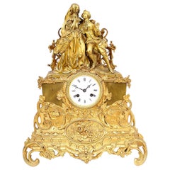 19th Century Gilded Bronze Mantle Clock with Japy Freres Movement