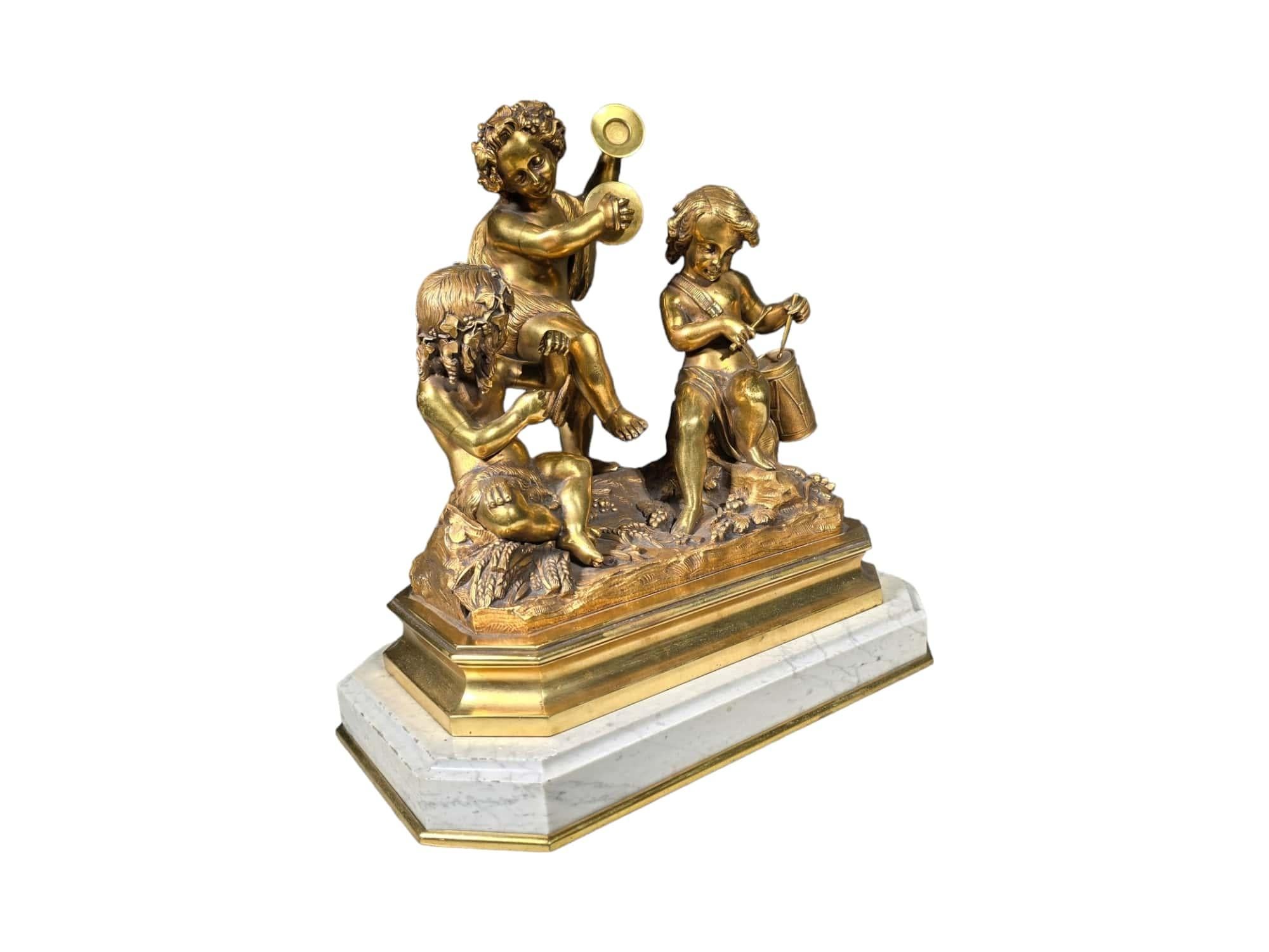 Gruppo scultoreo in bronzo dorato del XIX secolo in vendita 7
