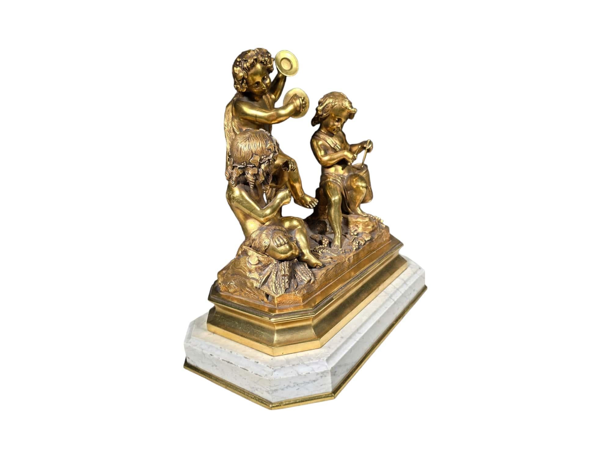Gruppo scultoreo in bronzo dorato del XIX secolo in vendita 8