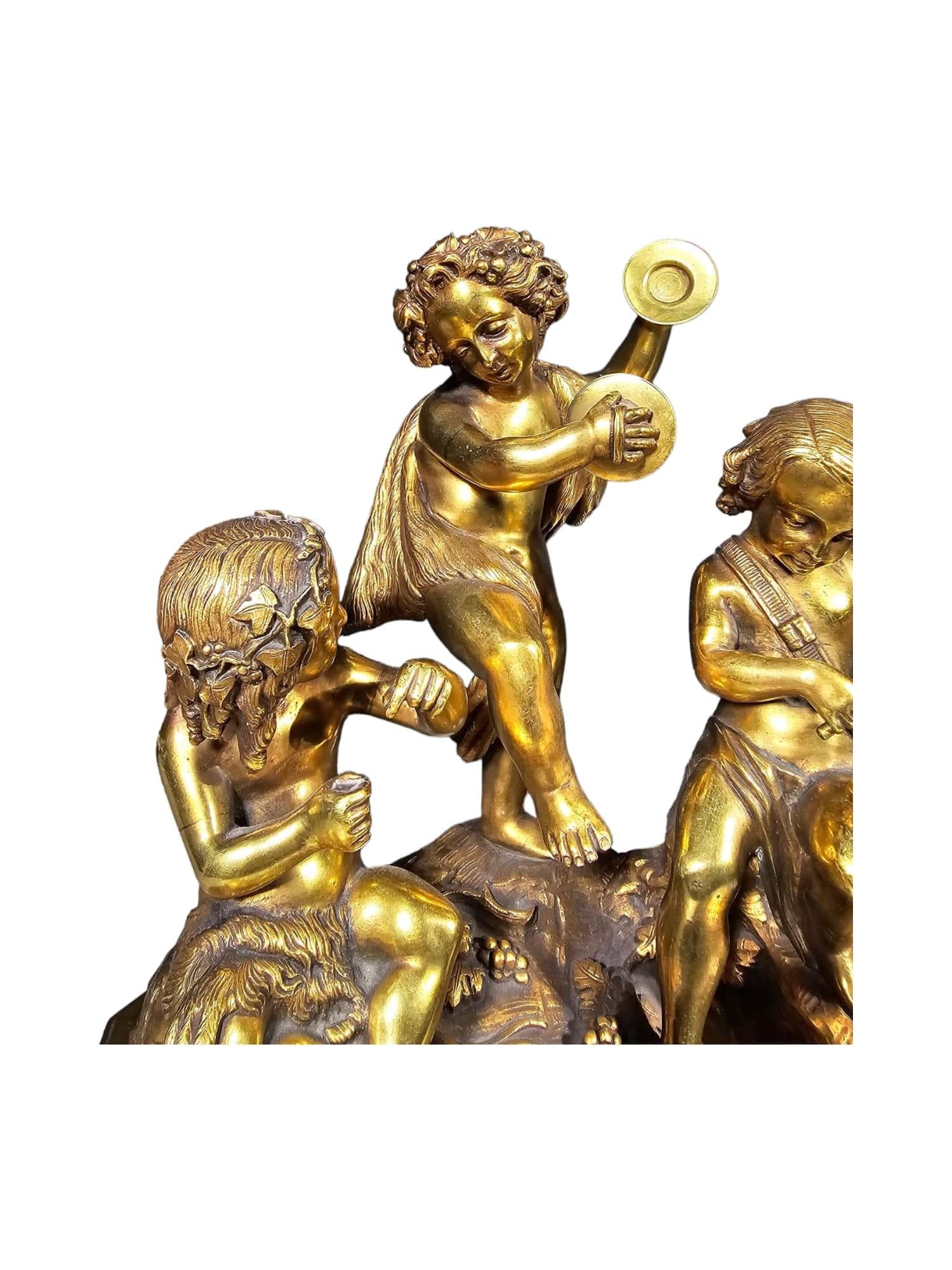 Gruppo scultoreo in bronzo dorato del XIX secolo in vendita 9