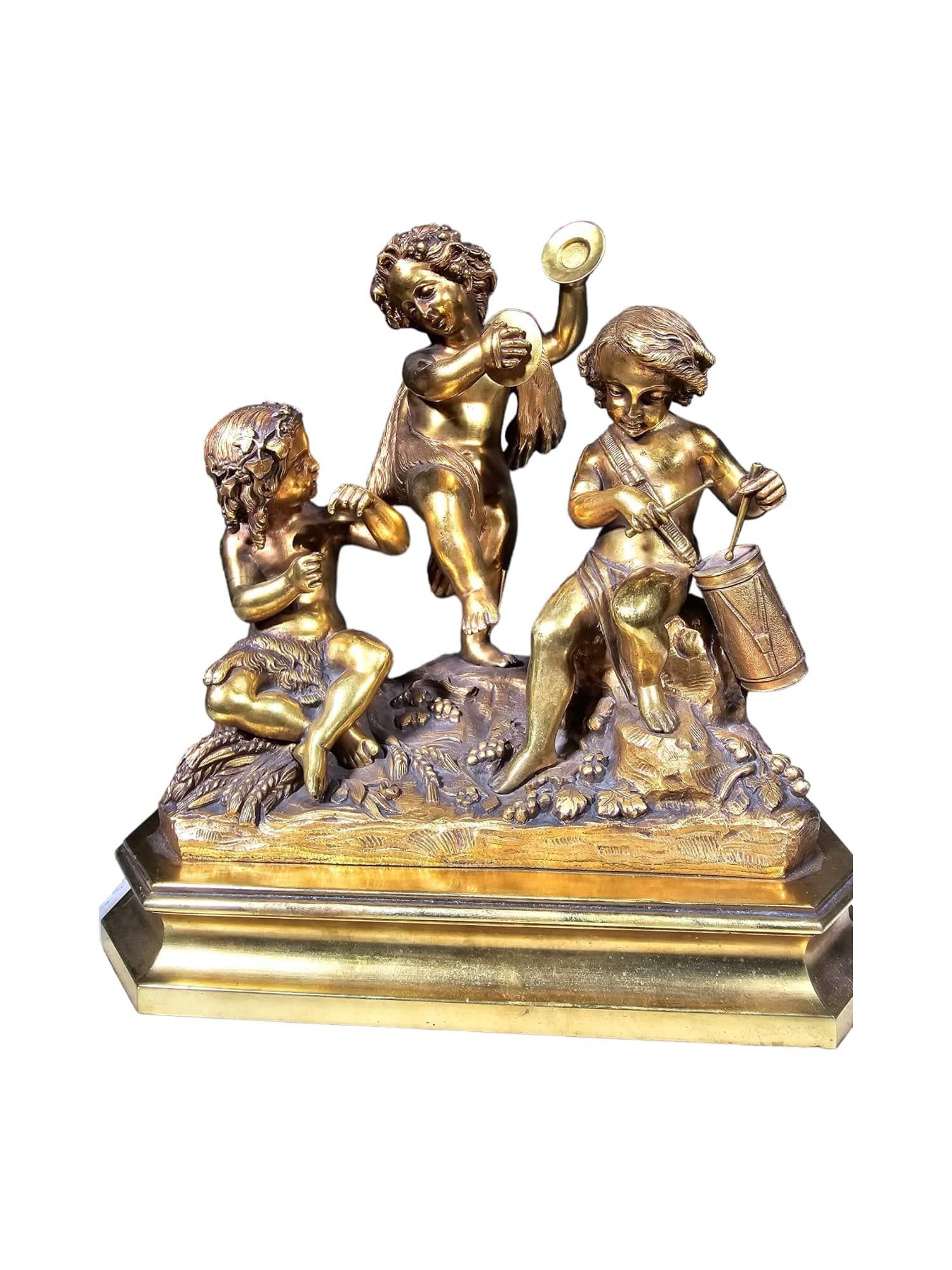 Gruppo scultoreo in bronzo dorato del XIX secolo in vendita 12