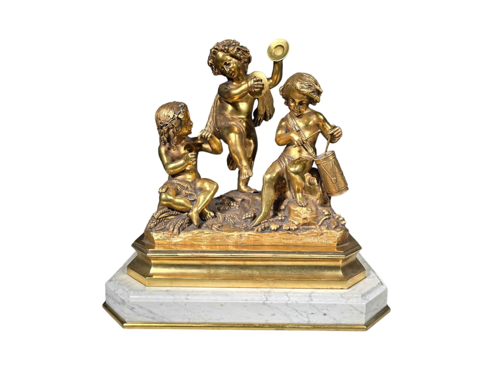 Gruppo scultoreo in bronzo dorato del XIX secolo in vendita 14