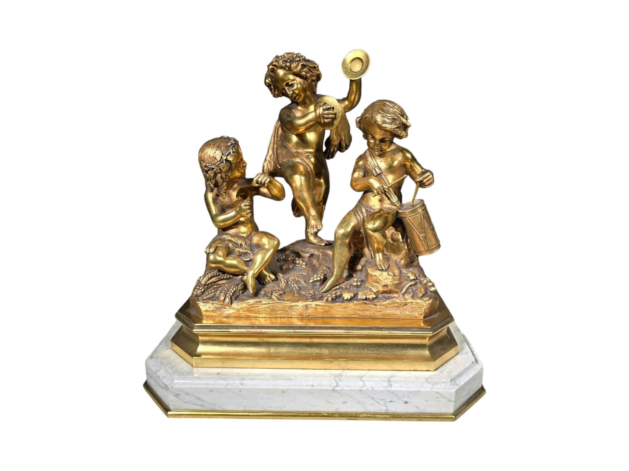 Gruppo scultoreo in bronzo dorato del XIX secolo in vendita 15