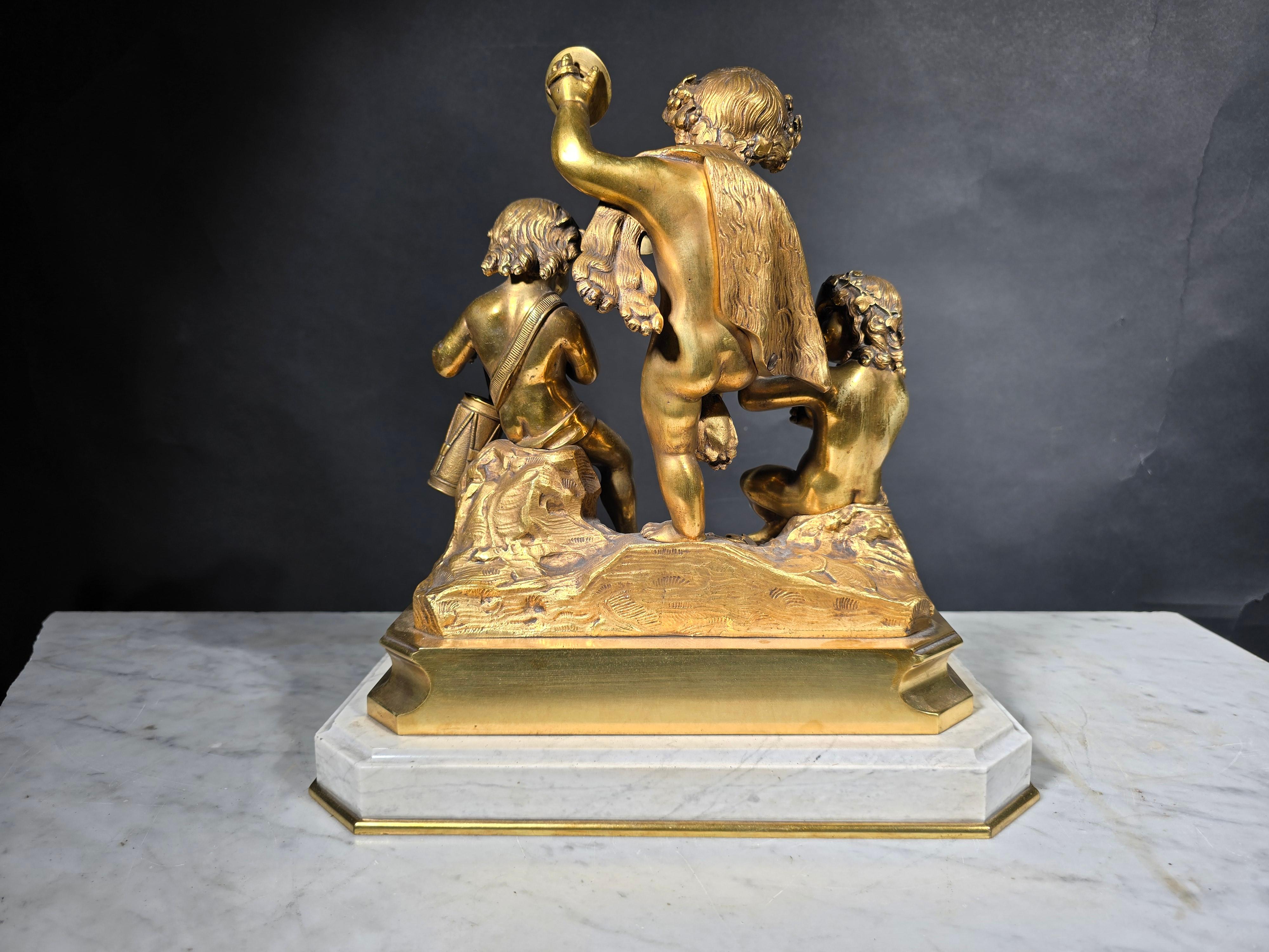 Inizio XX secolo Gruppo scultoreo in bronzo dorato del XIX secolo in vendita