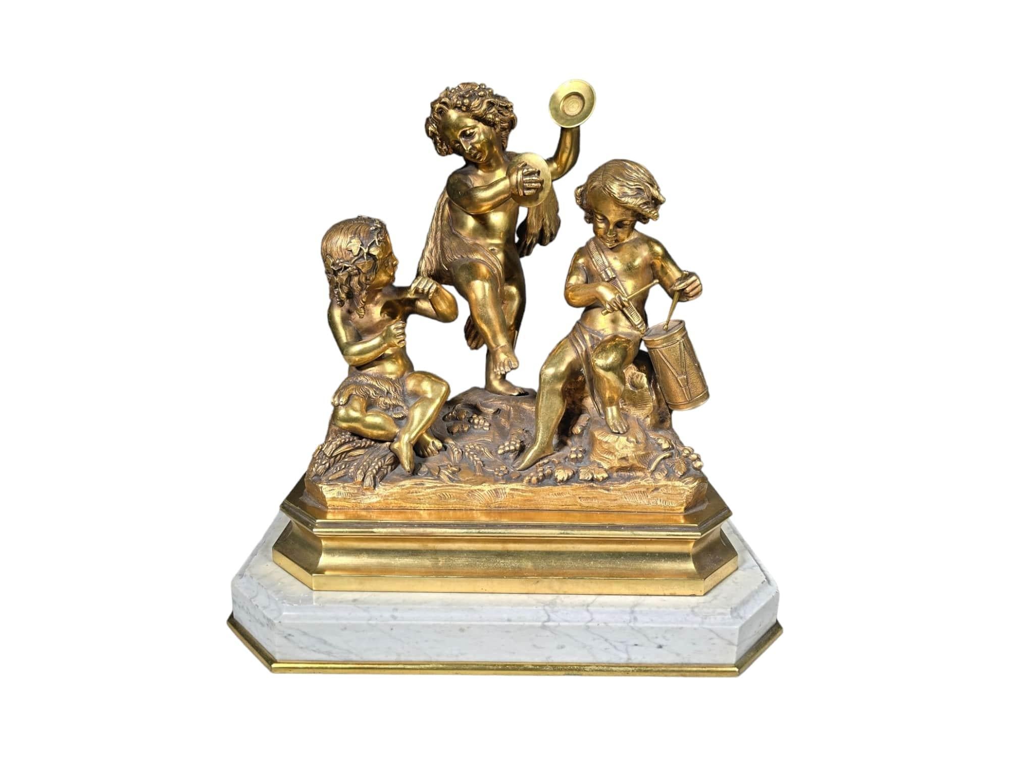 Gruppo scultoreo in bronzo dorato del XIX secolo in vendita 2