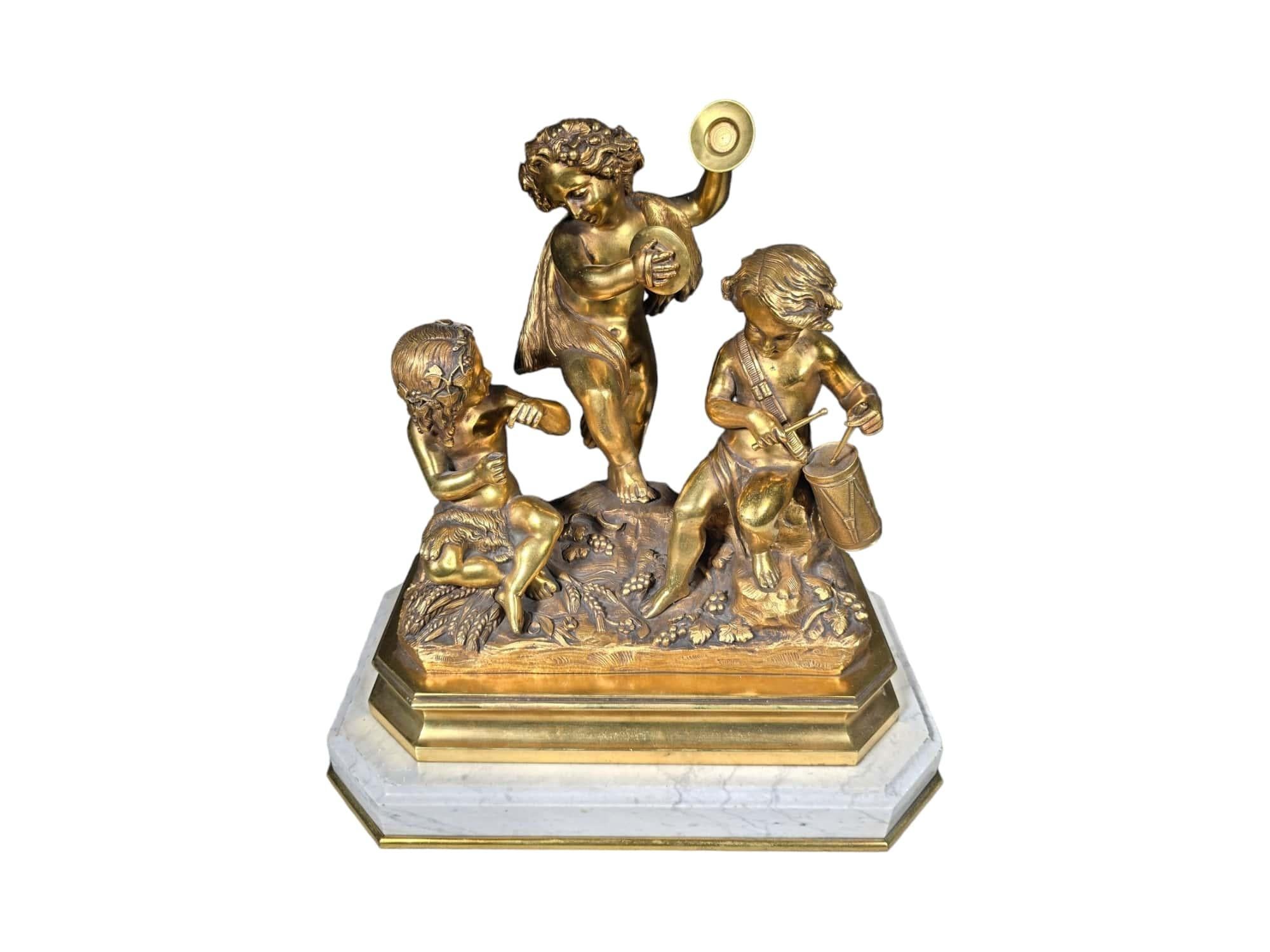 Gruppo scultoreo in bronzo dorato del XIX secolo in vendita 3