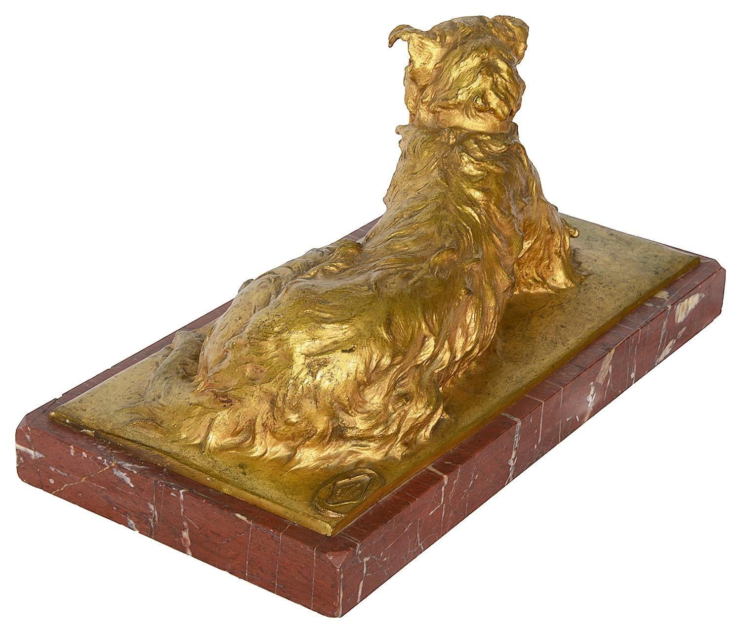 Gilt 19th Century gilded bronze sculpture of 'Two friends' signed Charles Paillet. For Sale