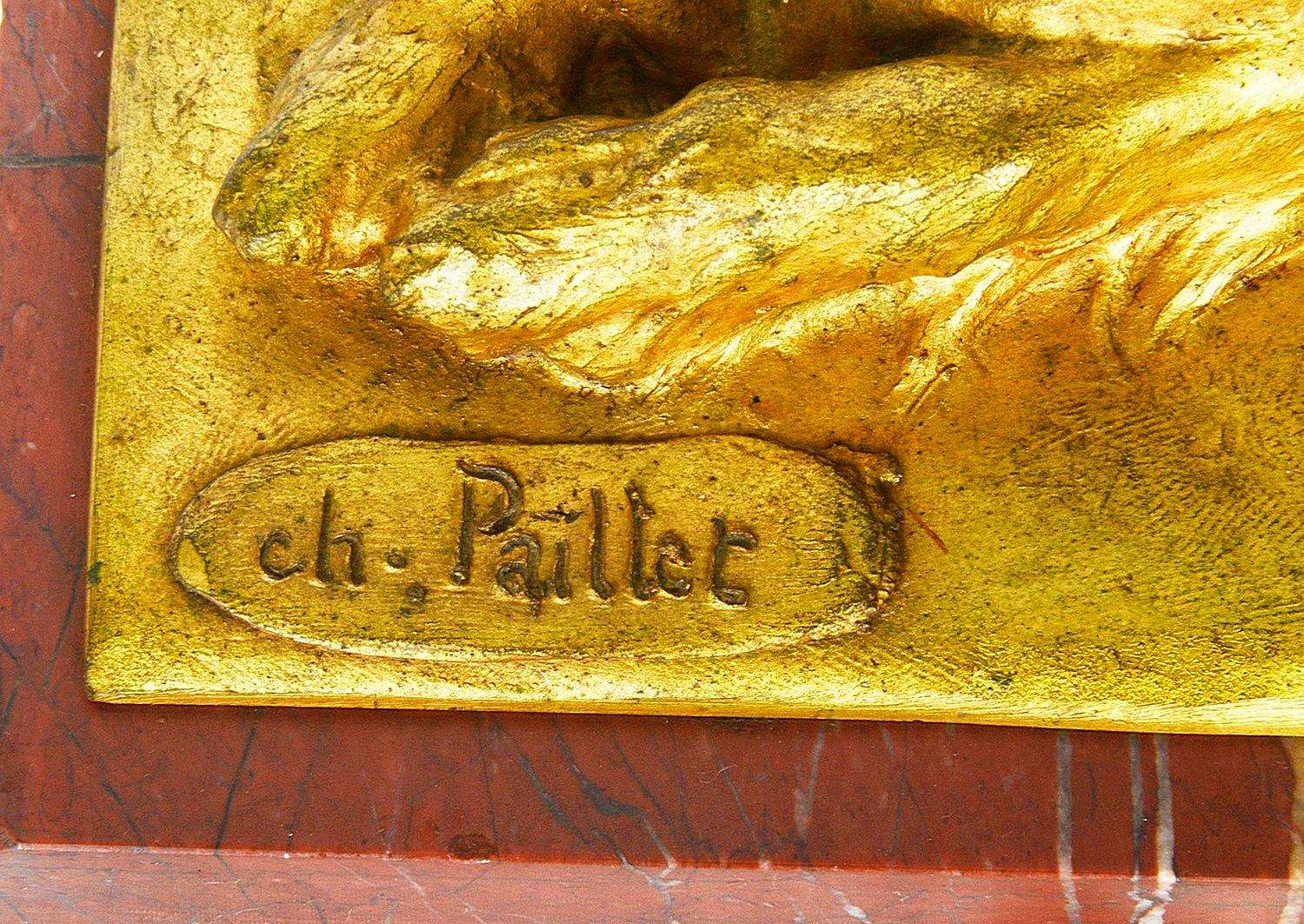 19th Century gilded bronze sculpture of 'Two friends' signed Charles Paillet. In Good Condition In Brighton, Sussex