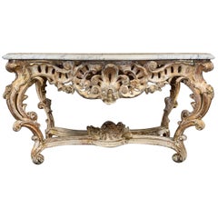 19th Century Gilded Carved Wood Rococo Center Table