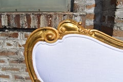 19th Century Gilded Headboard in Linen