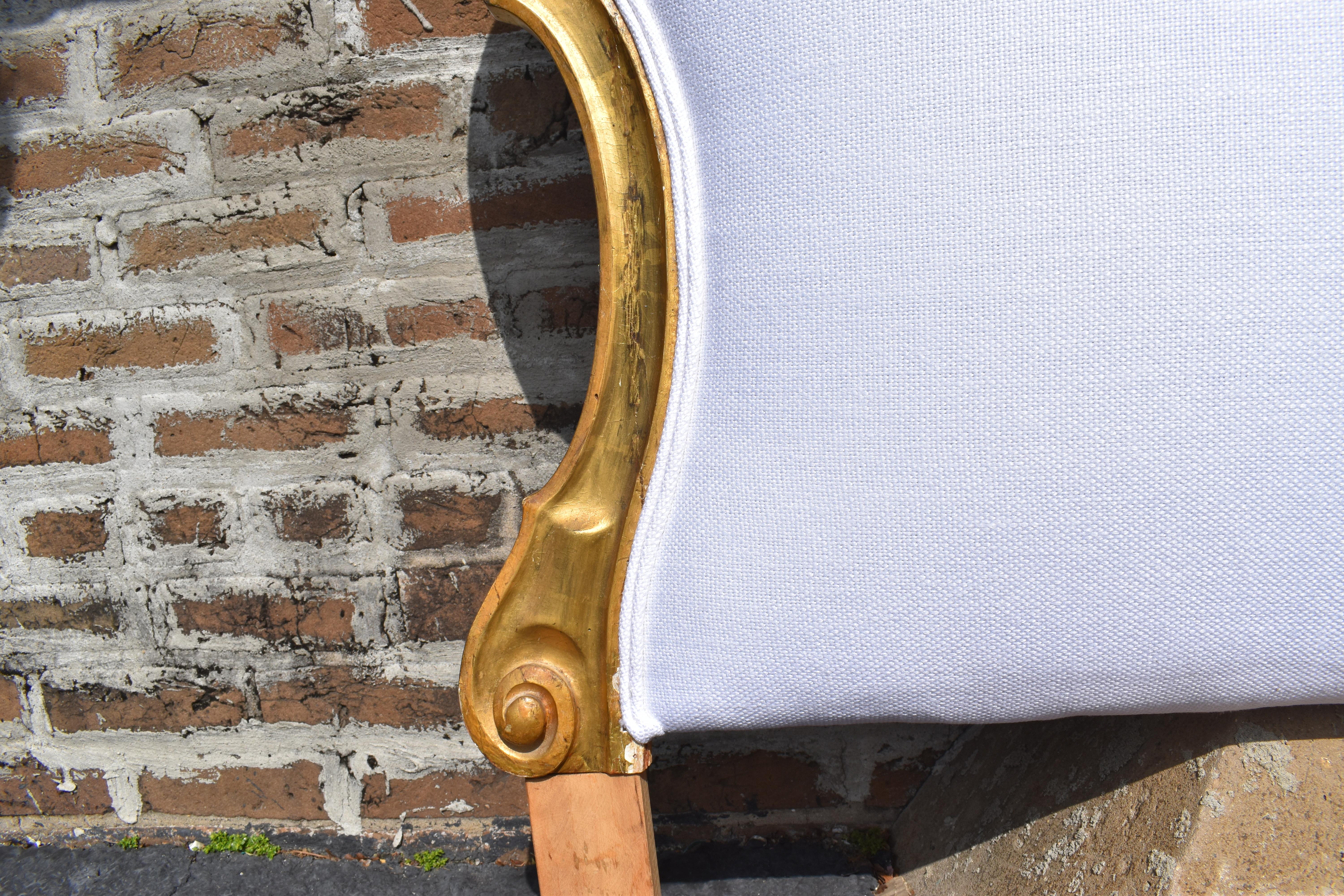 19th Century Gilded Headboard in Linen In Good Condition In New Orleans, LA