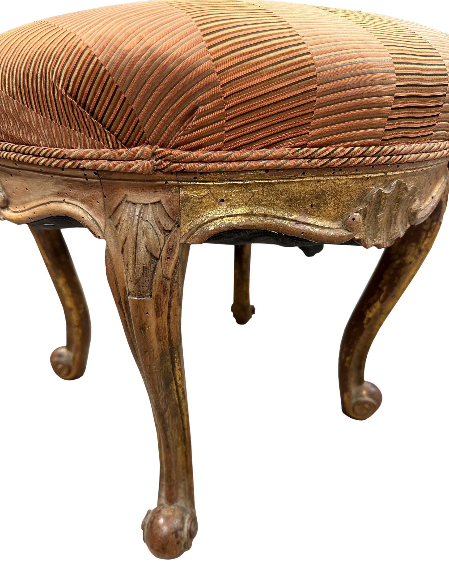 19th Century Gilded Italian Venetian Stool In Good Condition For Sale In Tampa, FL