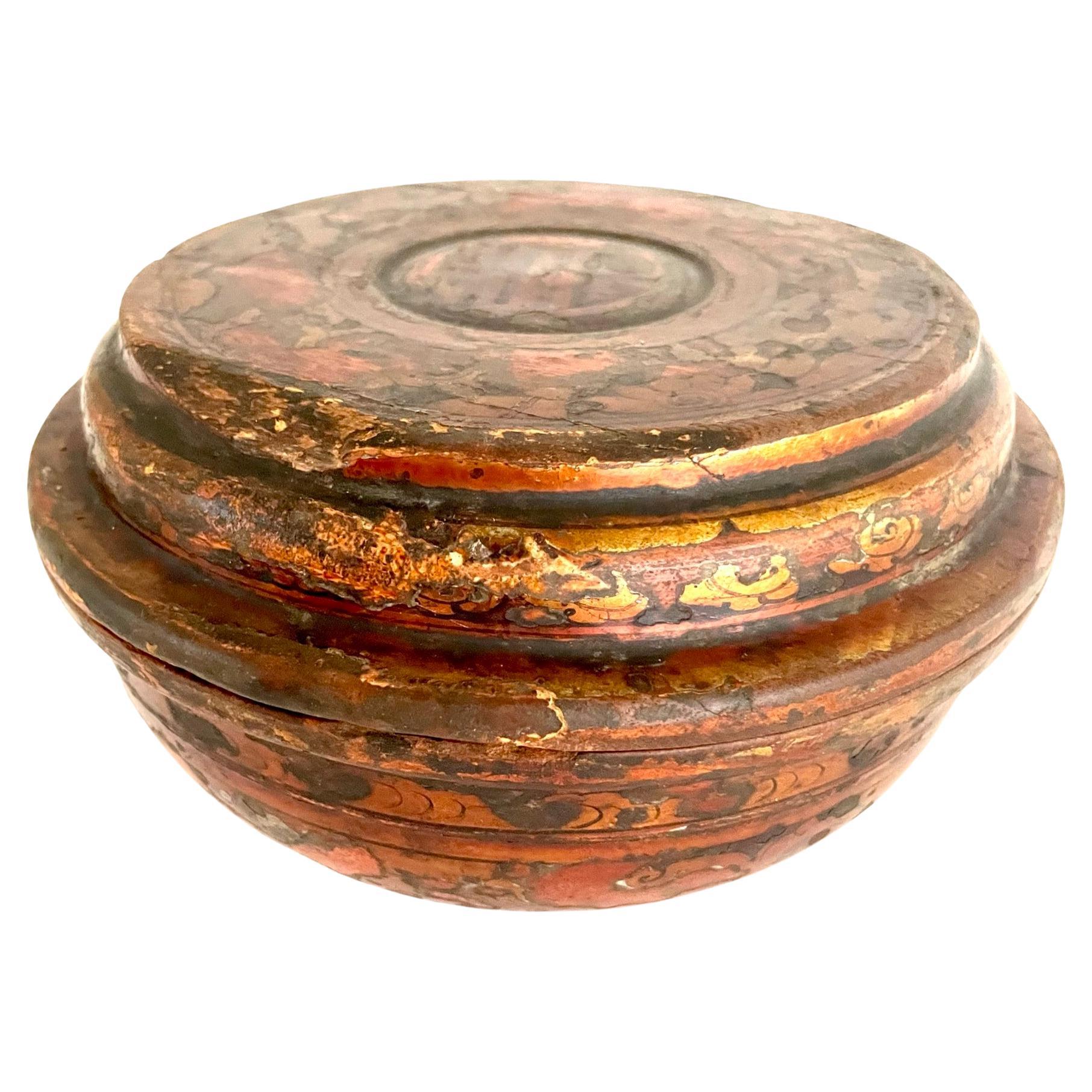 19th Century, Gilded Lacquer Tsampa Bowl from Tibet For Sale