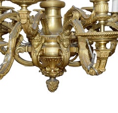 19th Century gilded Louis XVI style ormolu chandelier