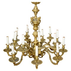 Antique 19th Century gilded Louis XVI style ormolu chandelier