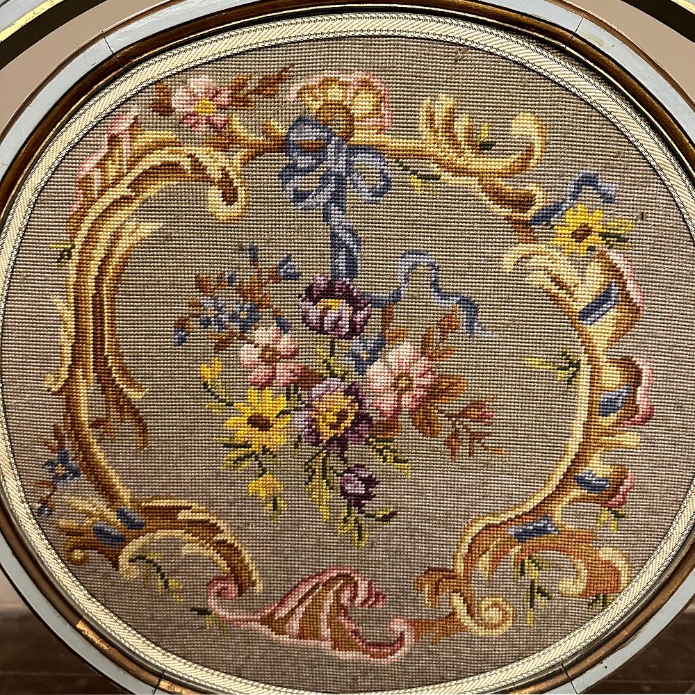 19th Century Gilded & Painted French Louis XVI Firescreen with Tapestry For Sale 2