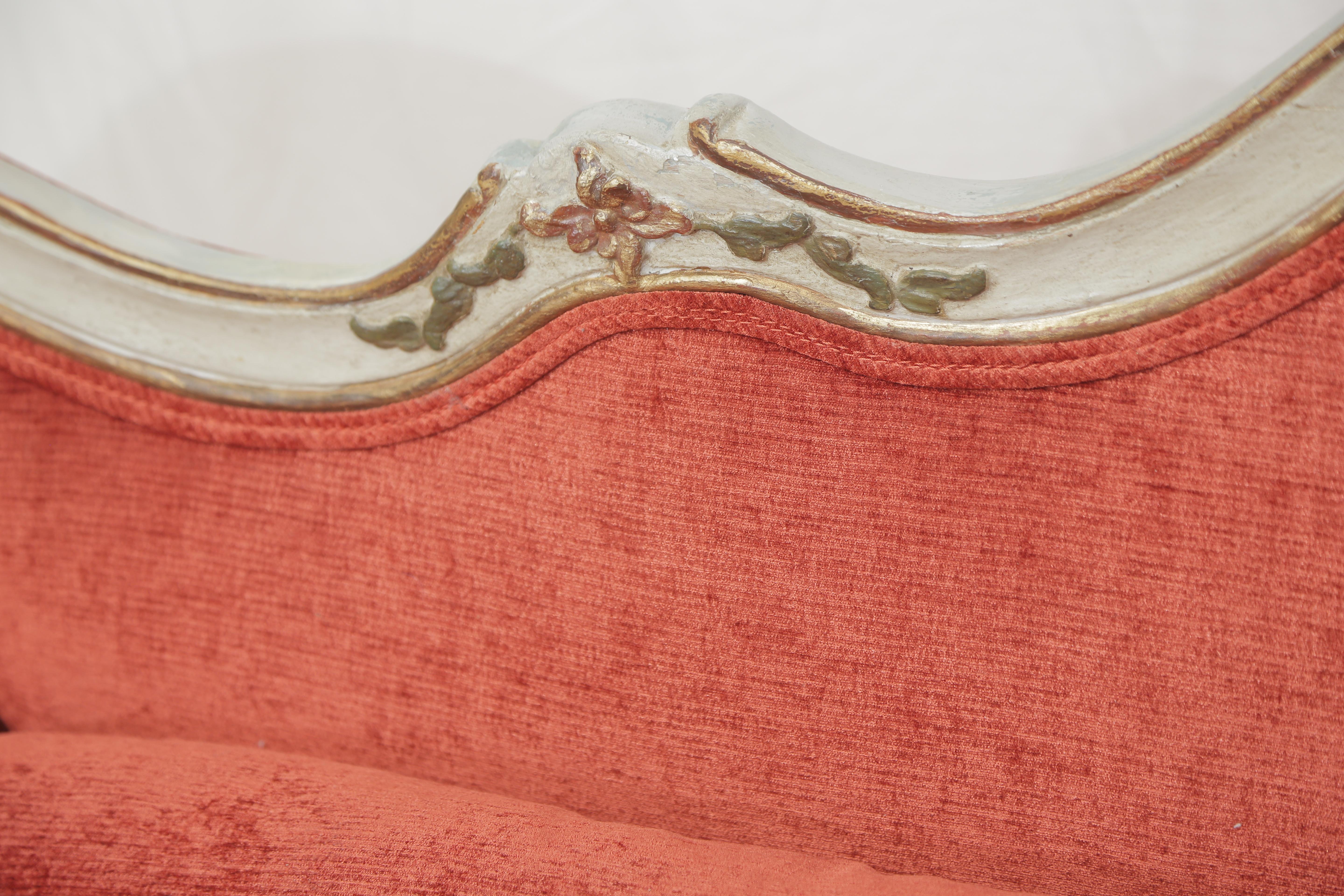 coral velvet couch