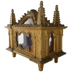 19th Century Gilded Tabernacle with Small Crown and Tiara French Chateau Chapel