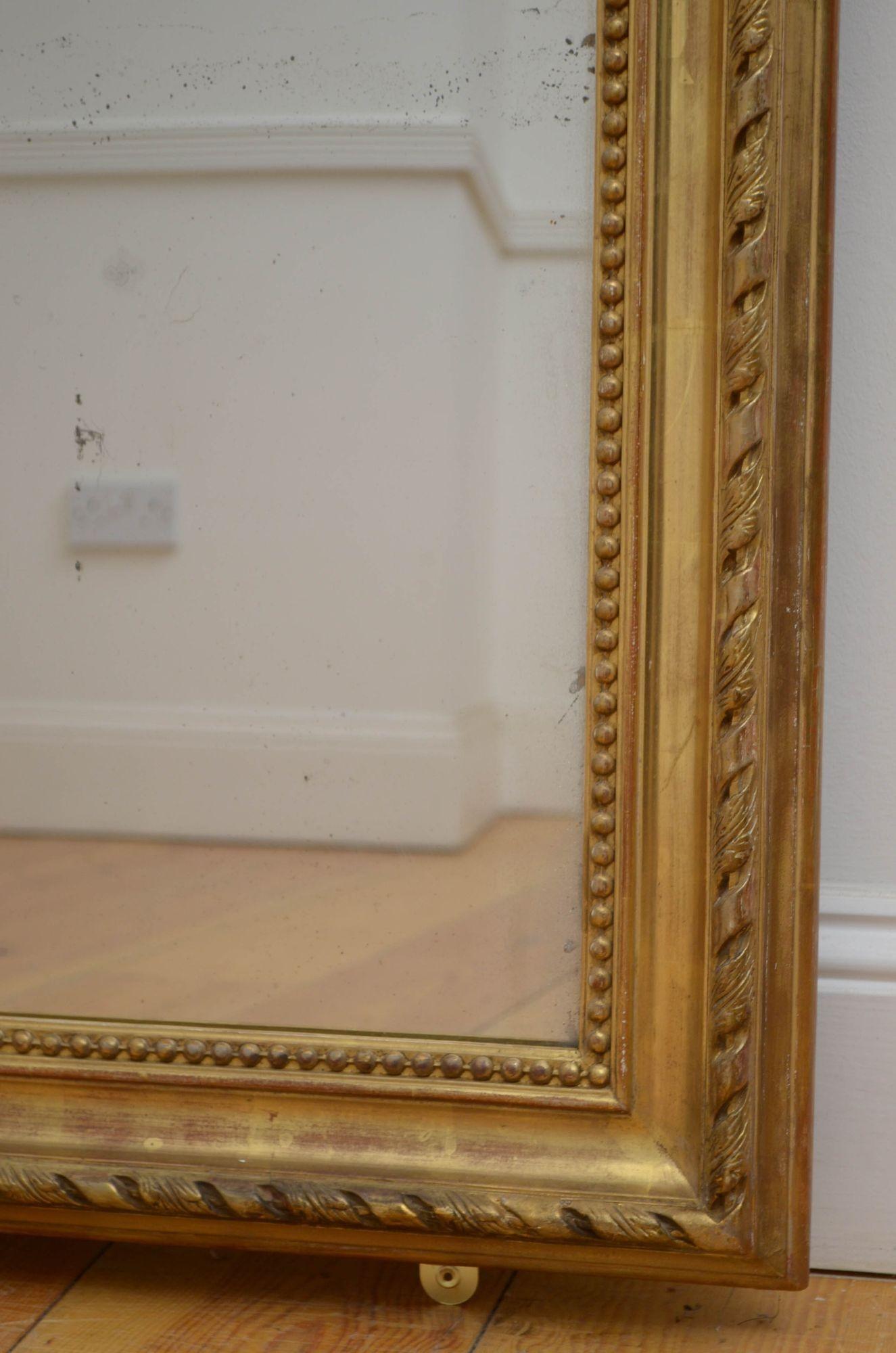 19th Century Gilded Wall Mirror H105cm 8