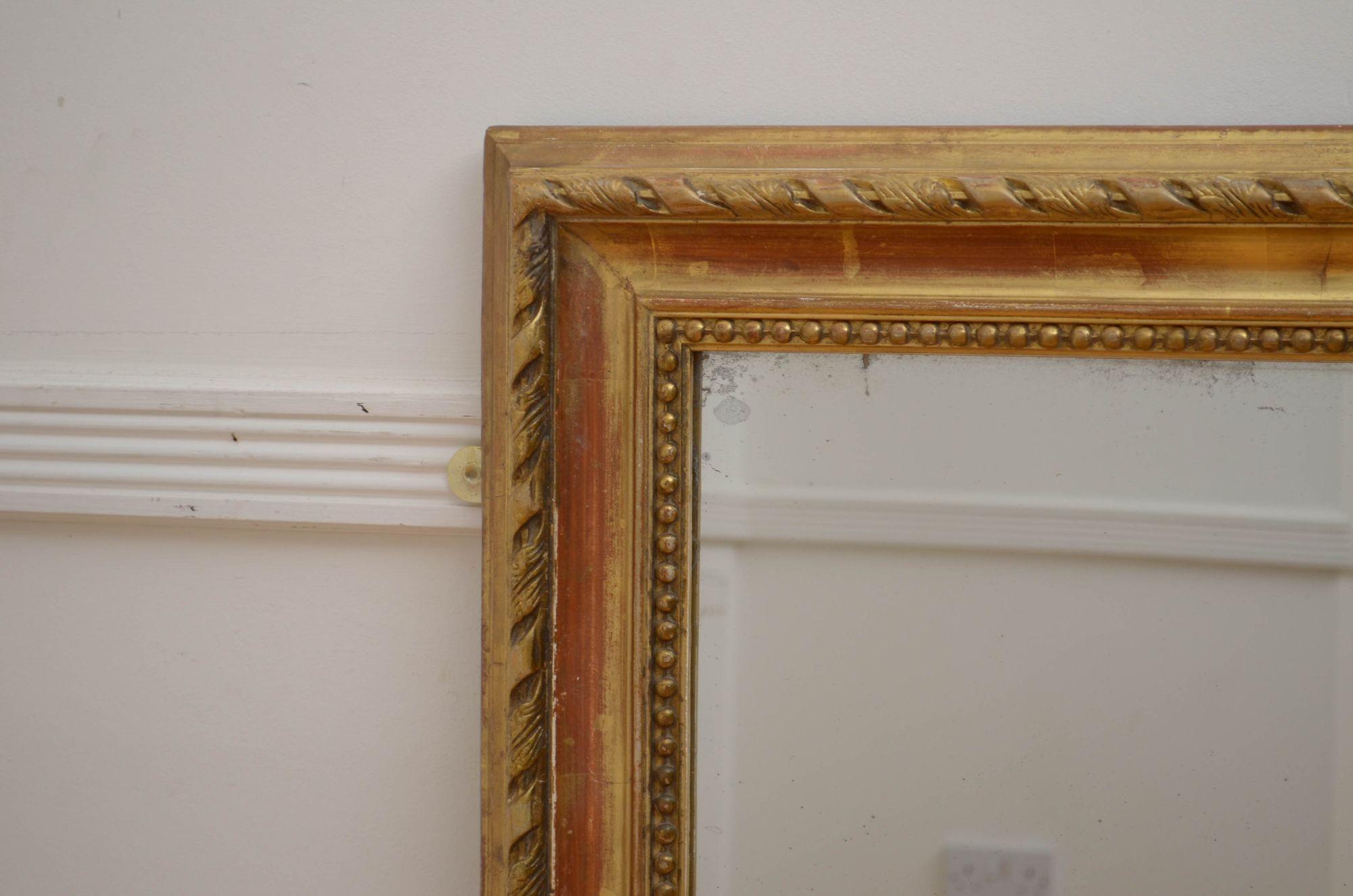 19th Century Gilded Wall Mirror H105cm In Good Condition In Whaley Bridge, GB