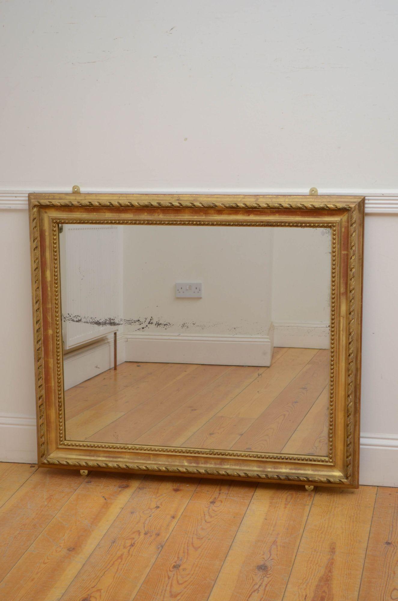 19th Century Gilded Wall Mirror H105cm 4