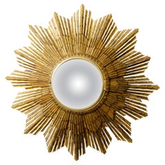 Antique 19th Century Gilded Wood Sunburst Mirror