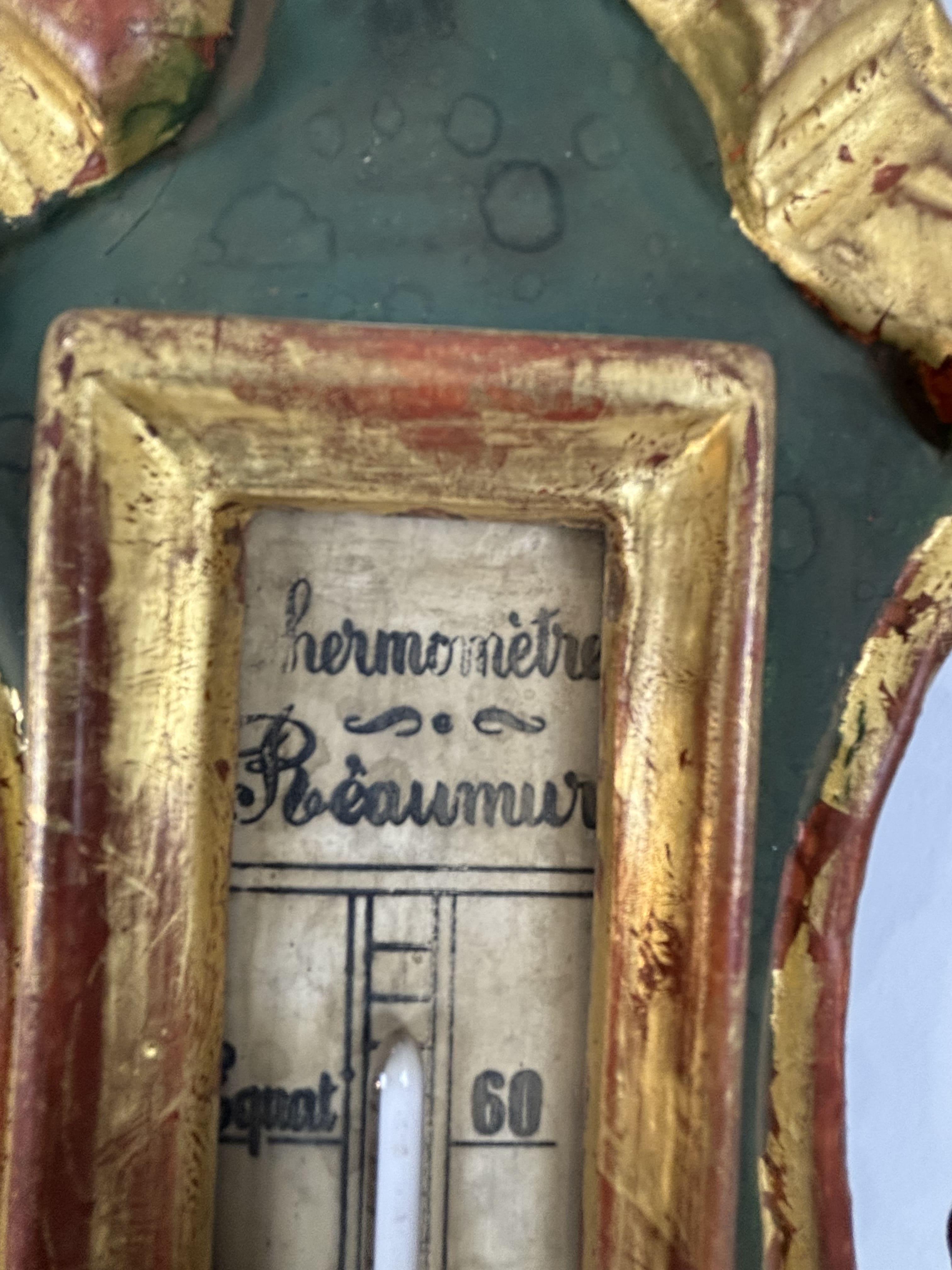Barometro-termometro in legno dorato del XIX secolo di Benard a Provins, Francia in vendita 6