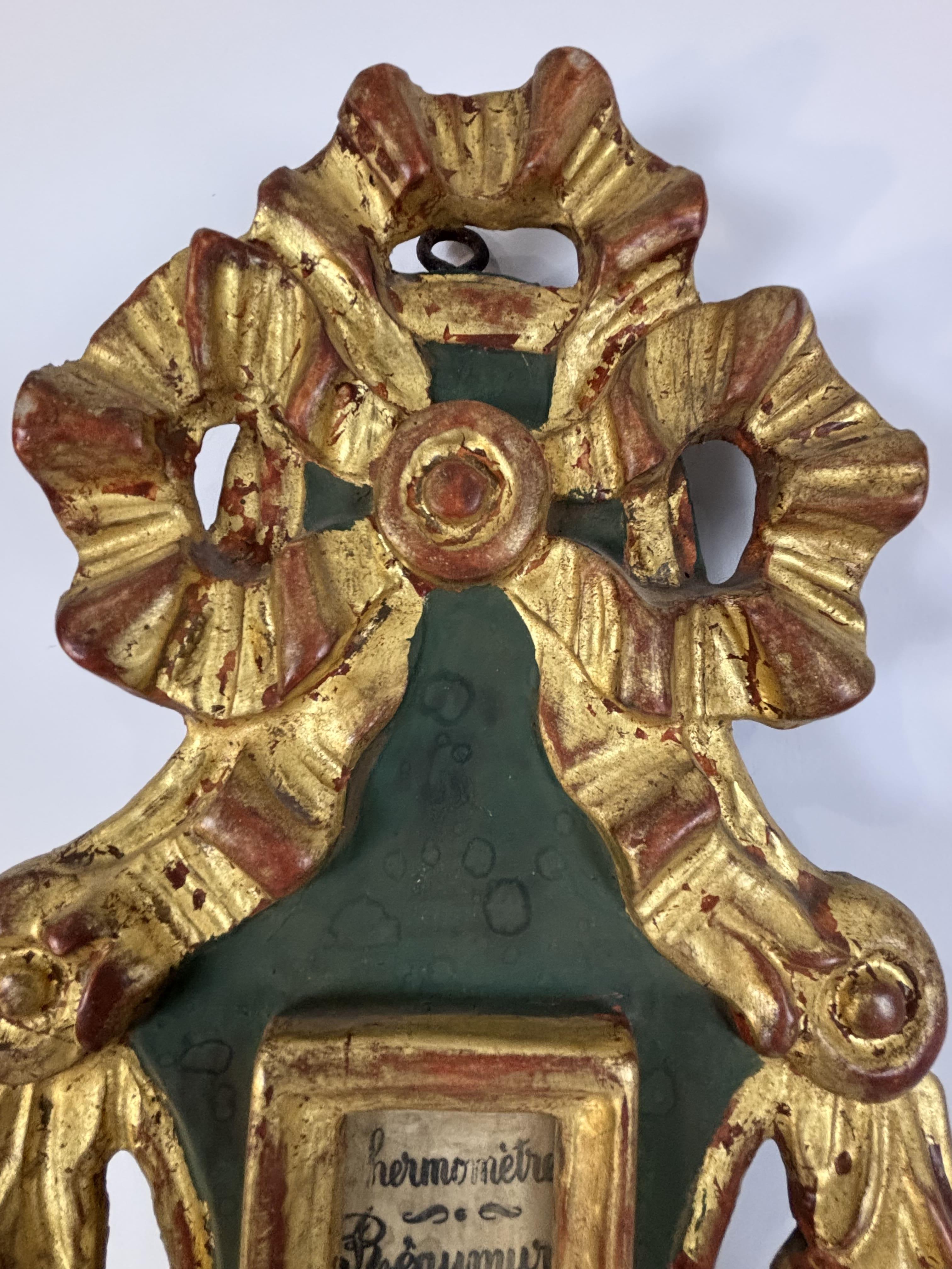 Barometro-termometro in legno dorato del XIX secolo di Benard a Provins, Francia in vendita 8